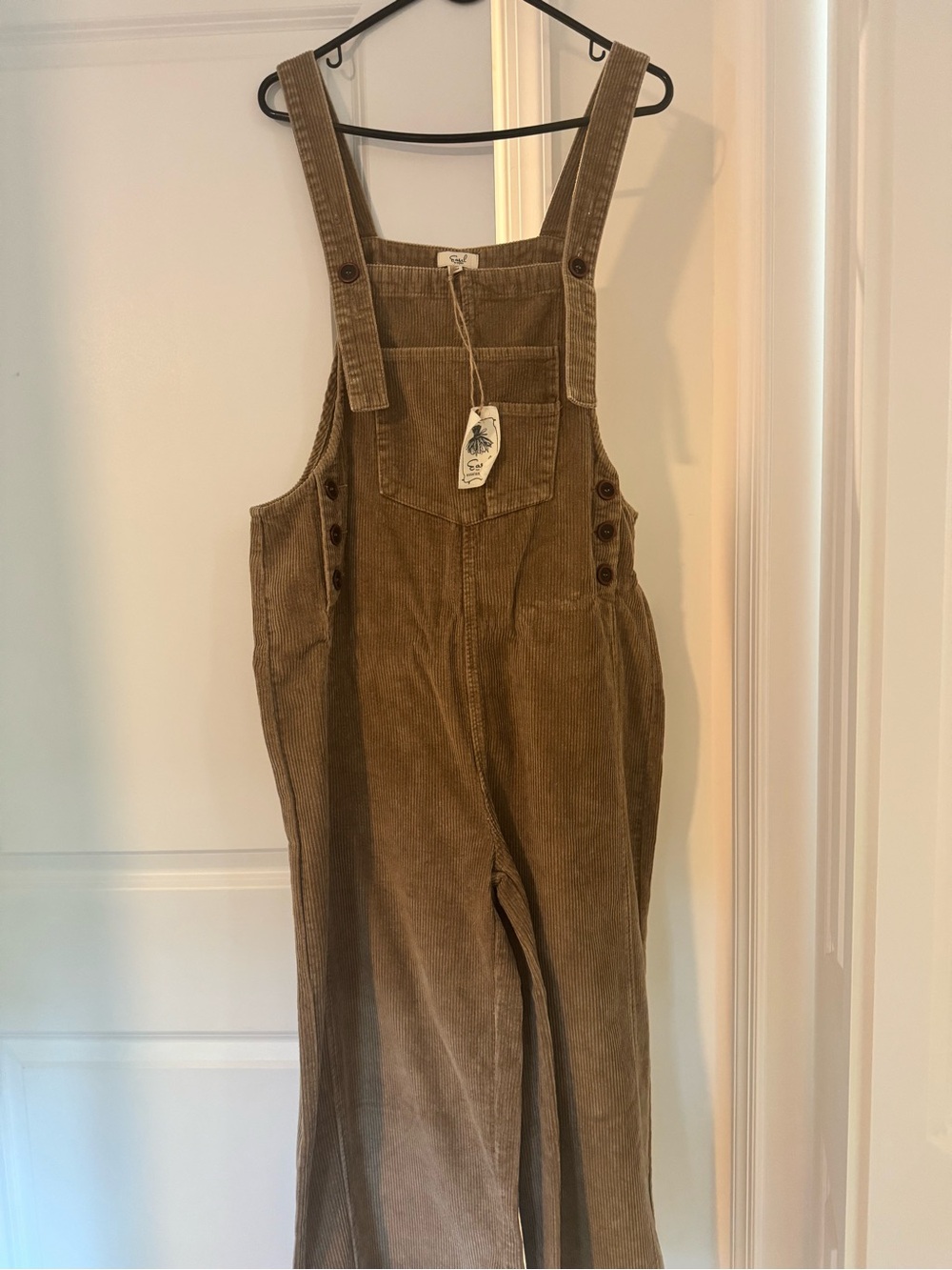 Easel Corduroy Overalls in Brown